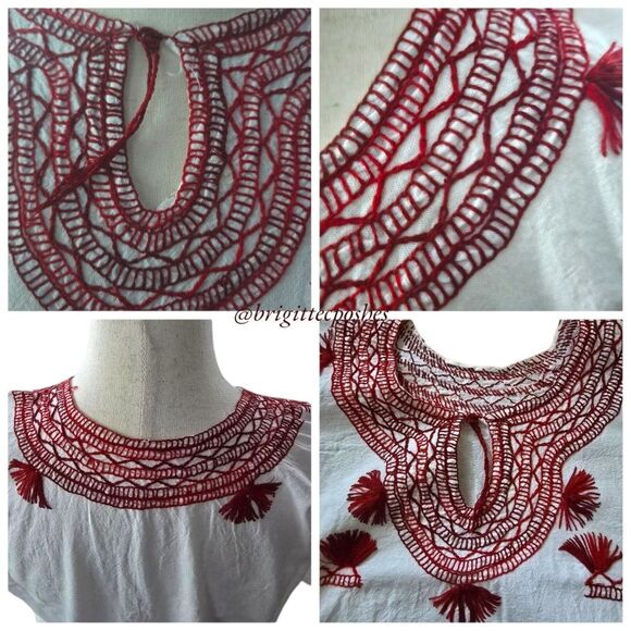 HANDMADE Traditional Embroidered Mexican Blouse - Picture 7 of 12